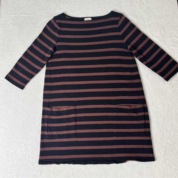 The Nines x Hatch Tunic Shift Dress XS Brown Black Striped Maternity Target Boxy - Picture 3 of 11